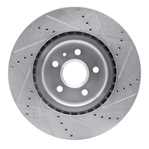 Buick Regal Brake Rotor (1) - Front Left - R1 Concepts - Drilled & Slotted - Silver - `09-`17